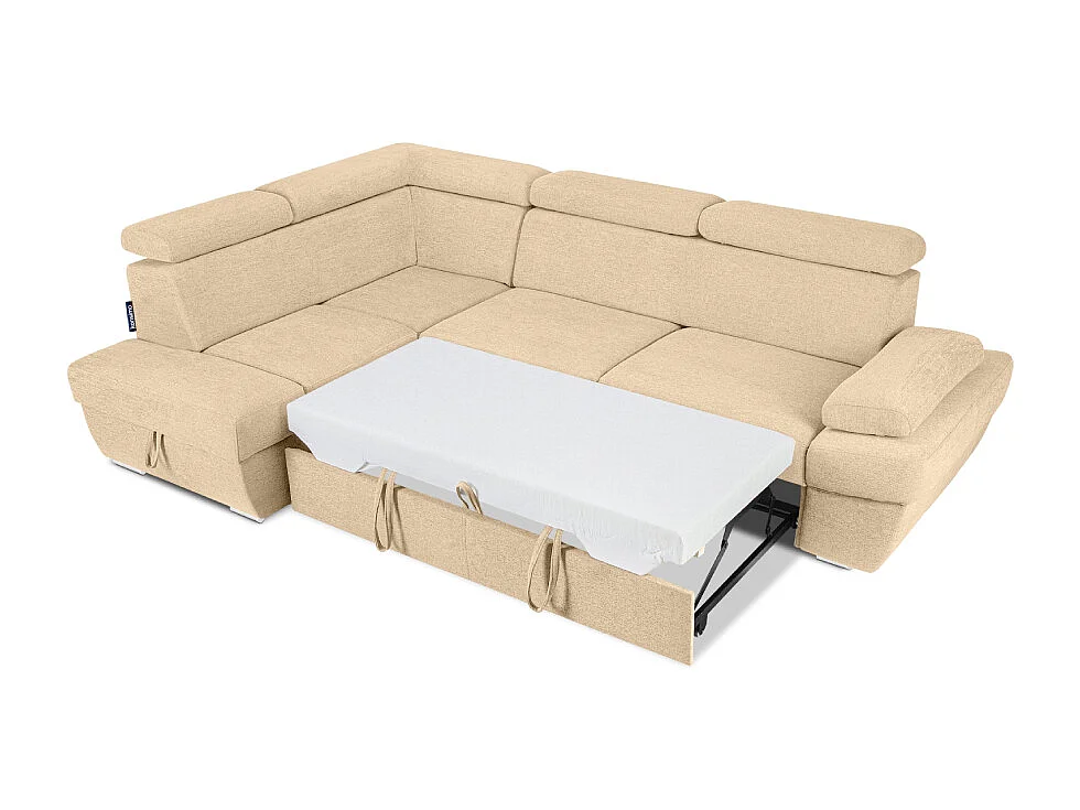 Ecksofa links mit Schlaffunktion - RATLO - Creme