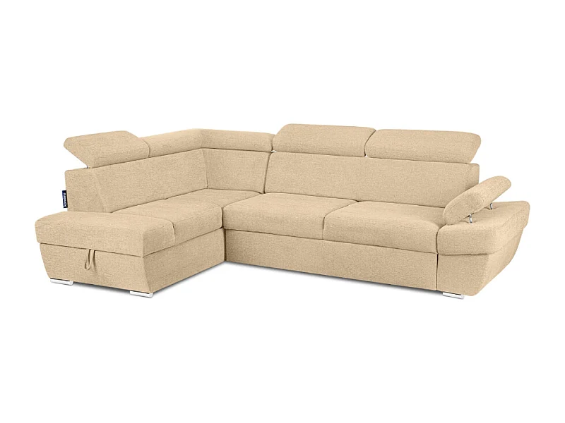 Ecksofa links mit Schlaffunktion - RATLO - Creme