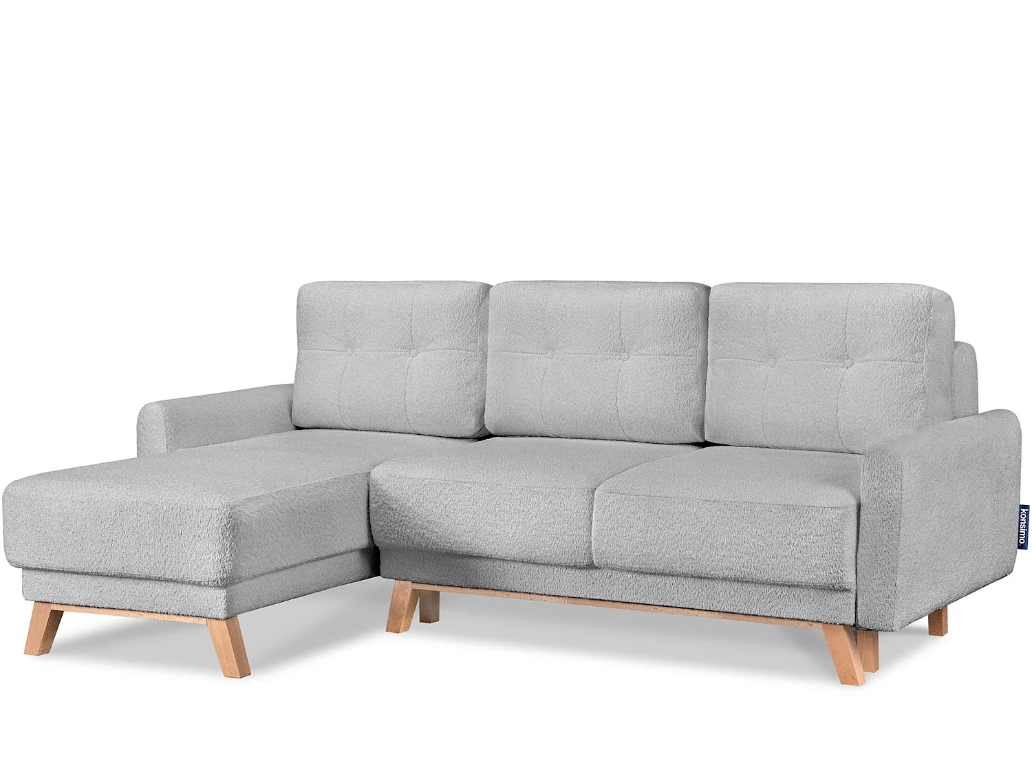 Ecksofa links mit ausziehbarer Schlaf- und Liegefläche - grau - VISNA