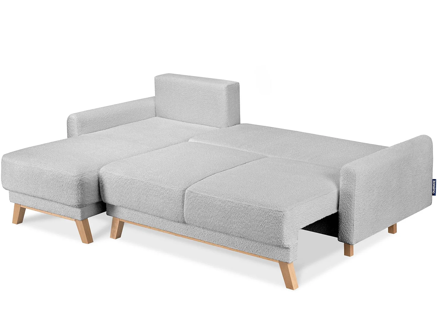 Ecksofa links mit ausziehbarer Schlaf- und Liegefläche - grau - VISNA