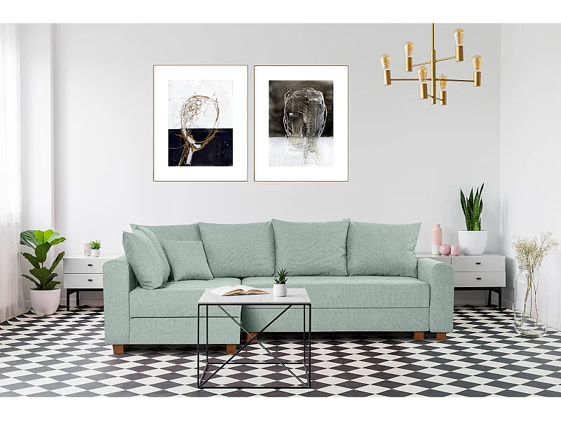 Ecksofa 3-4 Sitzer - Schlaffunktion - grün - REVO