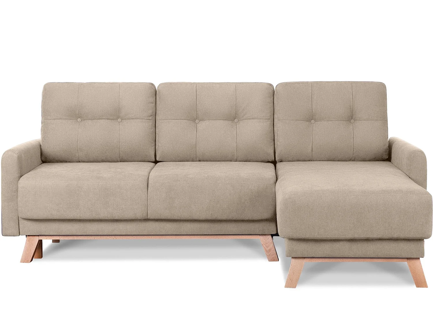 Ecksofa rechts mit ausziehbarer Schlaf- und Liegefläche - Beige - VISNA