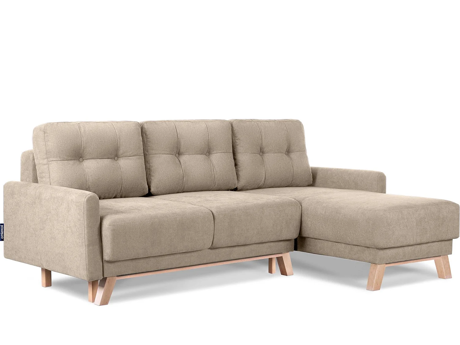 Ecksofa rechts mit ausziehbarer Schlaf- und Liegefläche - Beige - VISNA