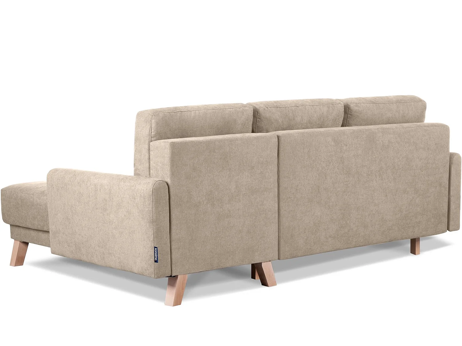 Ecksofa rechts mit ausziehbarer Schlaf- und Liegefläche - Beige - VISNA