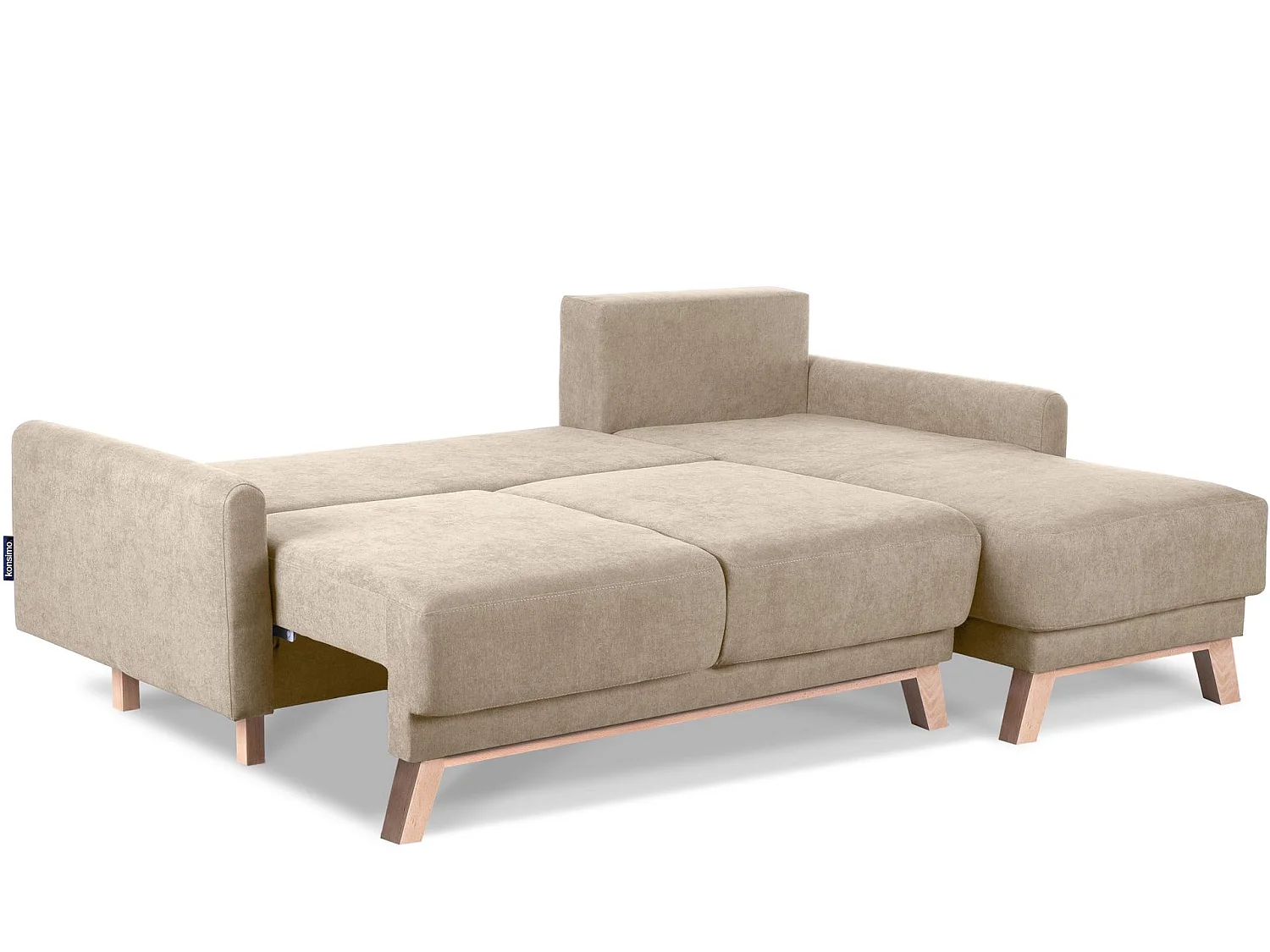 Ecksofa rechts mit ausziehbarer Schlaf- und Liegefläche - Beige - VISNA