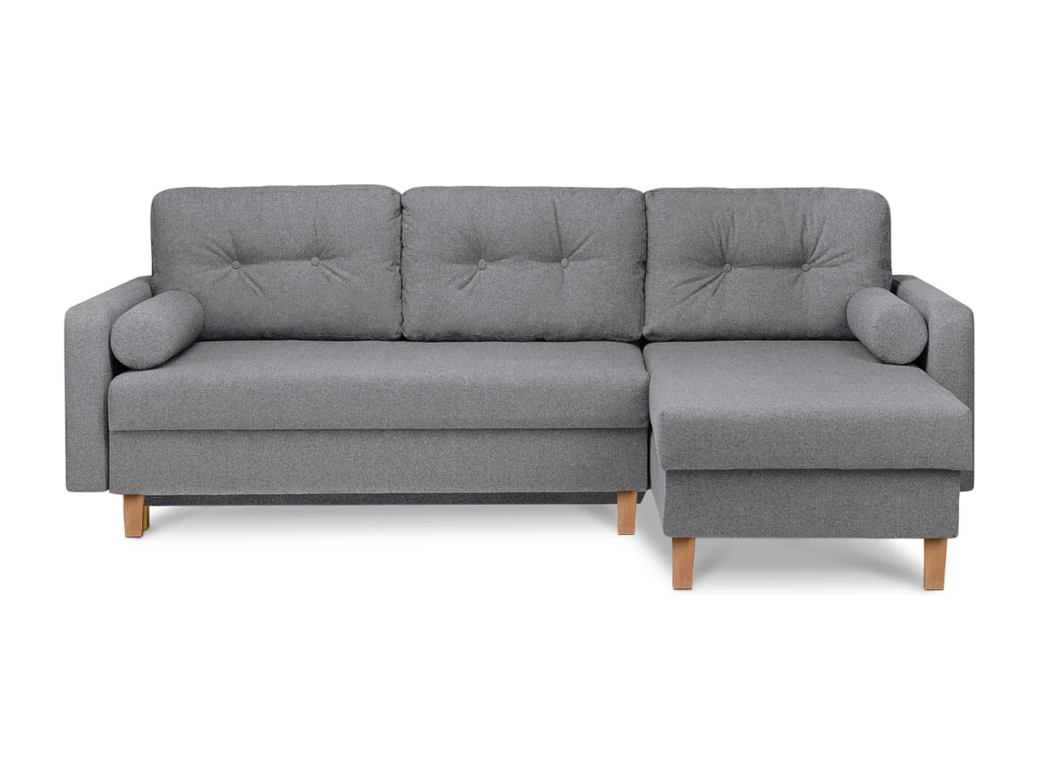 Canapé d'angle convertible universel avec ottomane ERISO - 3 places - Gris ardoise