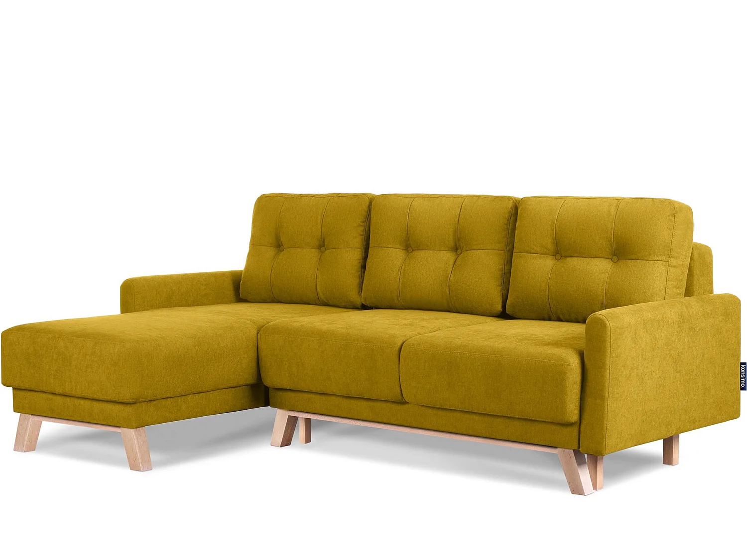 Ecksofa links mit ausziehbarer Schlaf- und Liegefläche - Gelb - VISNA