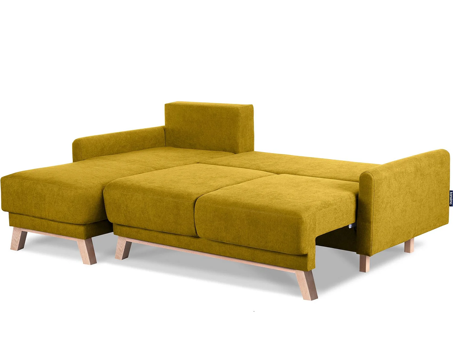 Ecksofa links mit ausziehbarer Schlaf- und Liegefläche - Gelb - VISNA