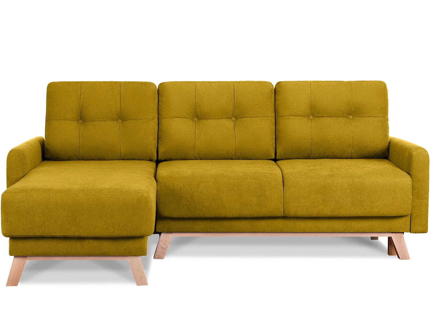 Ecksofa links mit ausziehbarer Schlaf- und Liegefläche - Gelb - VISNA