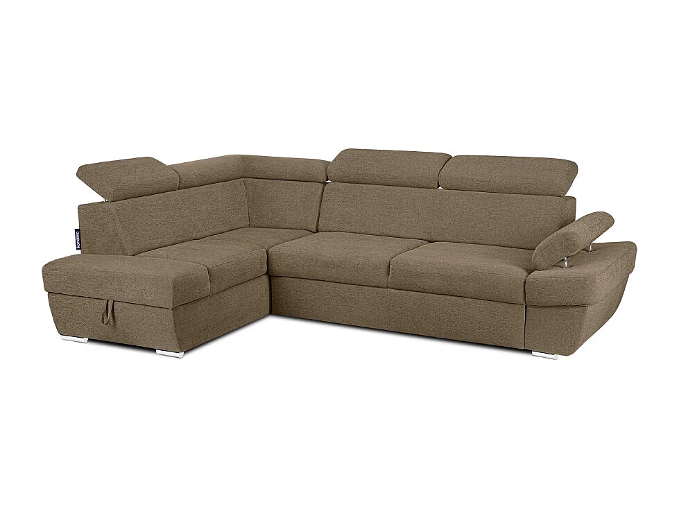 Canapé d'angle gauche avec fonction de couchage - convertible - RATLO - Marron clair