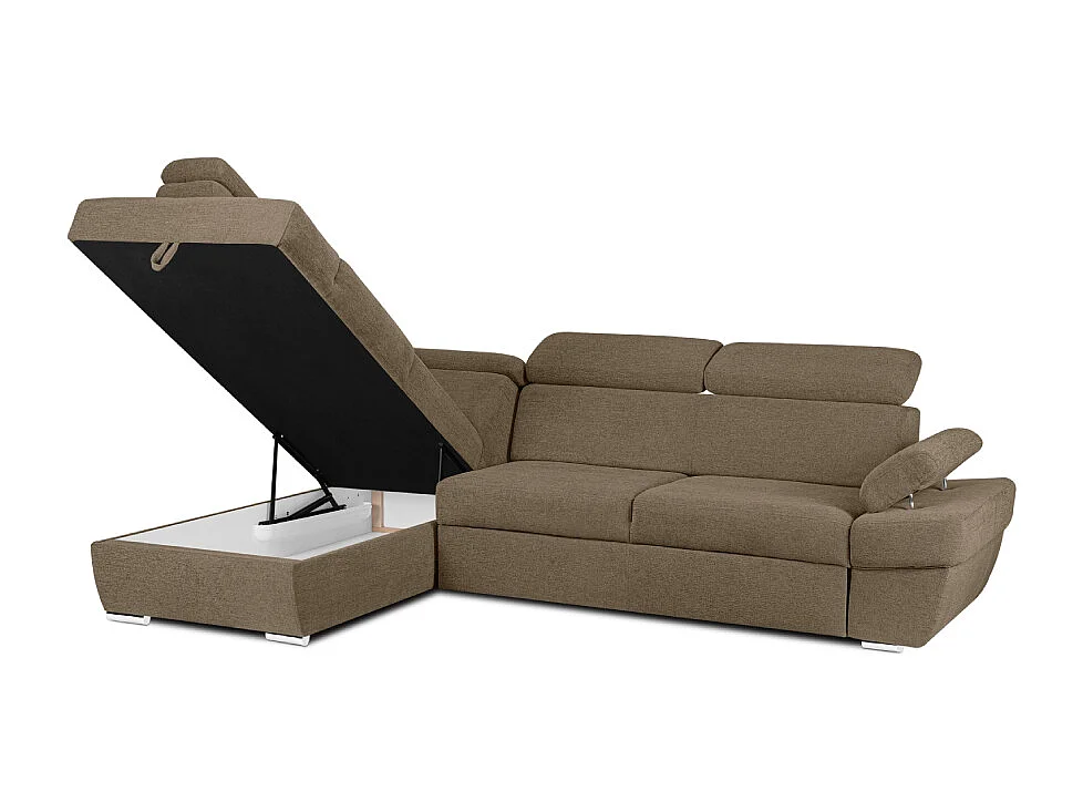 Canapé d'angle gauche avec fonction de couchage - convertible - RATLO - Marron clair