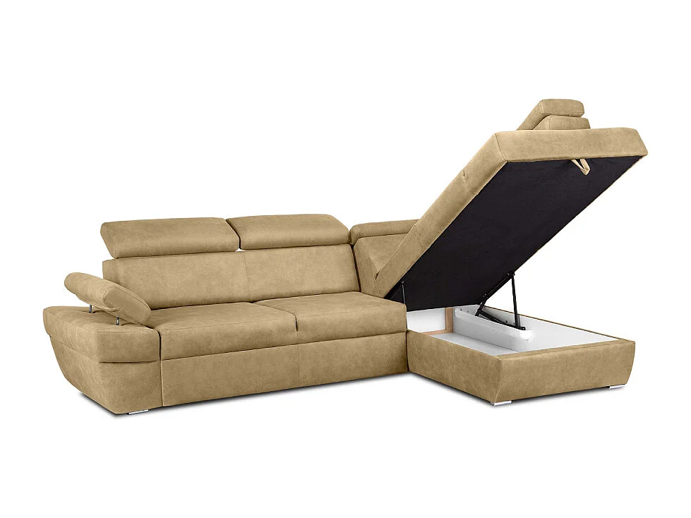 Ecksofa rechts mit Schlaffunktion - RATLO - Sandbraun