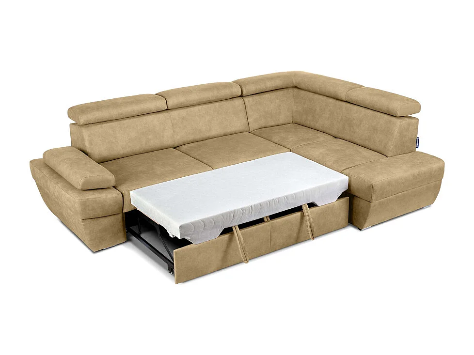 Ecksofa rechts mit Schlaffunktion - RATLO - Sandbraun