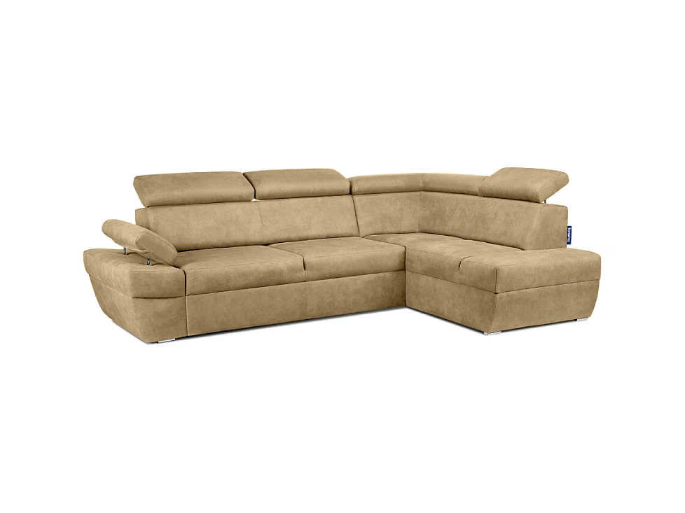 Canapé d'angle droit avec fonction de couchage - convertible - RATLO - Brun sable