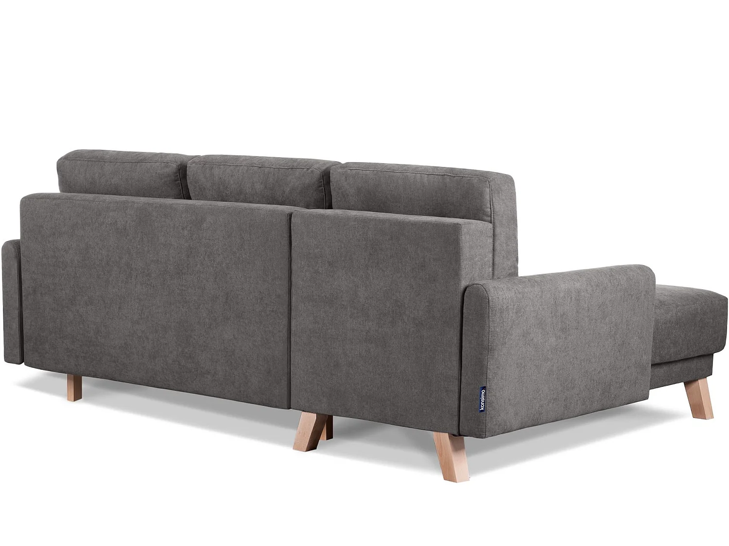 Ecksofa links mit ausziehbarer Schlaf- und Liegefläche - grau - VISNA