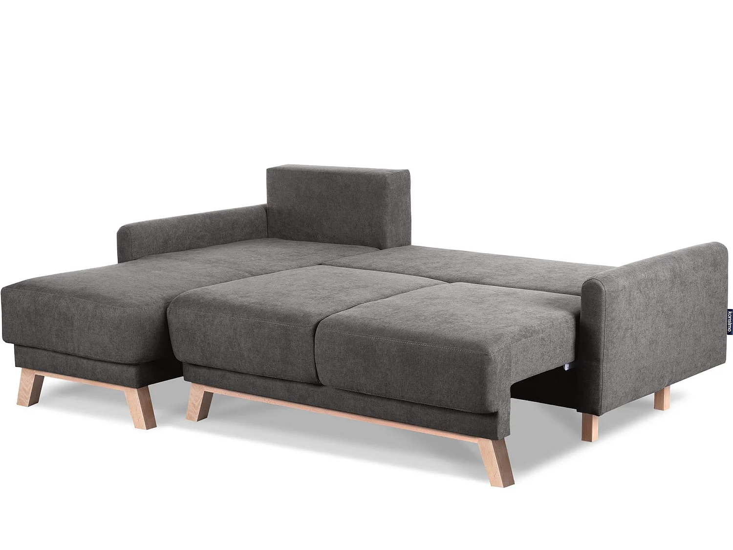 Ecksofa links mit ausziehbarer Schlaf- und Liegefläche - grau - VISNA