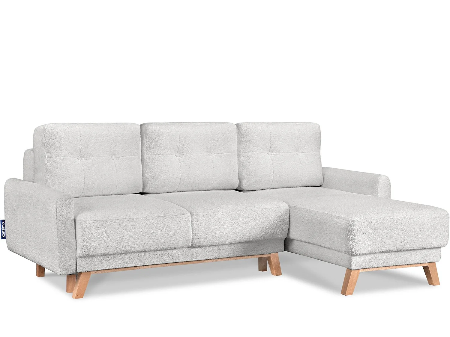 Ecksofa rechts mit ausziehbarer Schlaf- und Liegefläche - weiß - VISNA