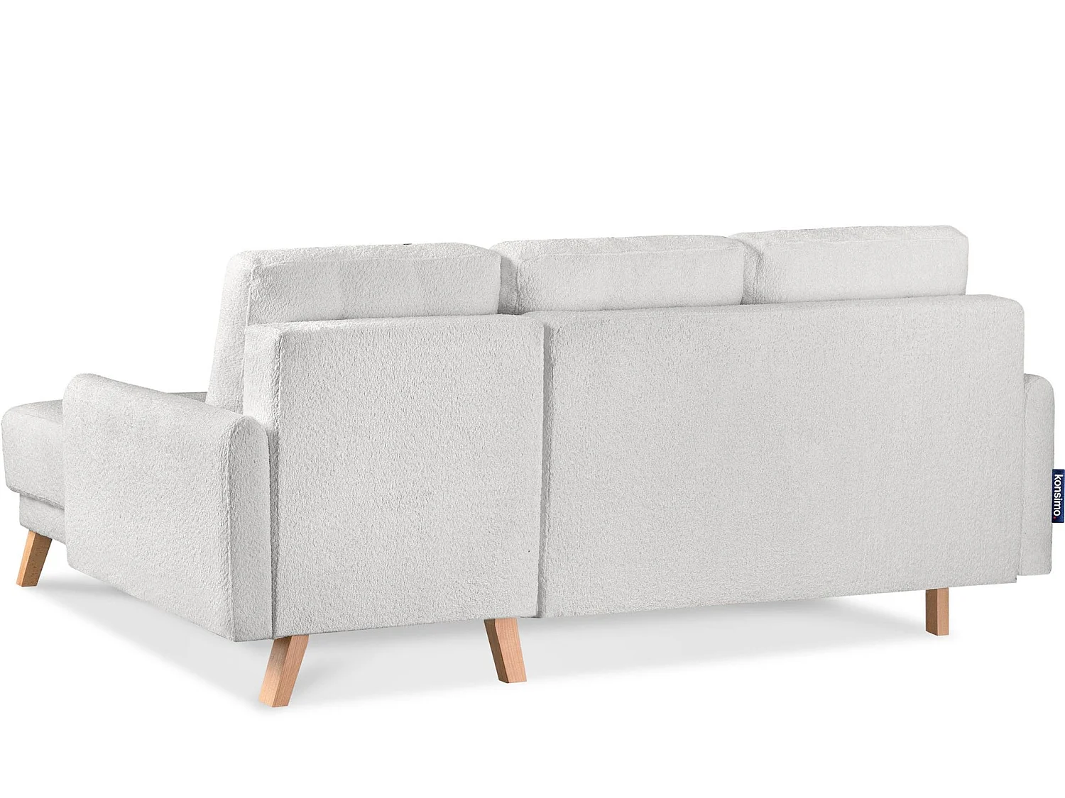 Ecksofa rechts mit ausziehbarer Schlaf- und Liegefläche - weiß - VISNA