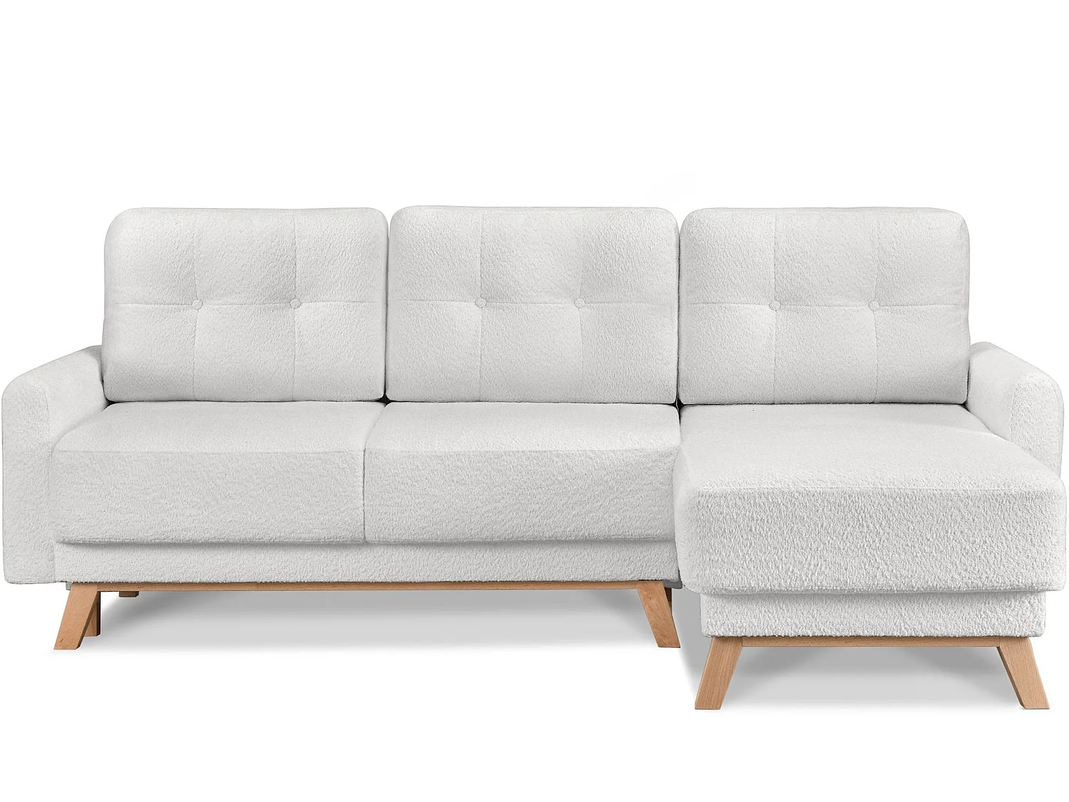 Ecksofa rechts mit ausziehbarer Schlaf- und Liegefläche - weiß - VISNA