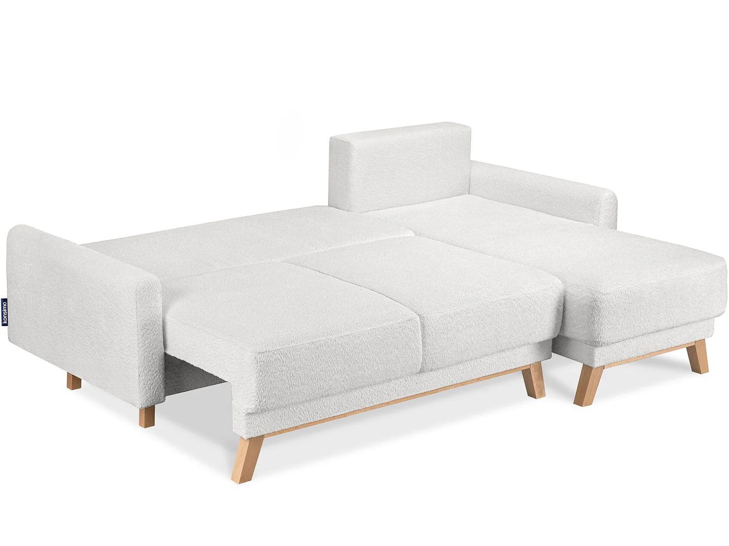 Ecksofa rechts mit ausziehbarer Schlaf- und Liegefläche - weiß - VISNA