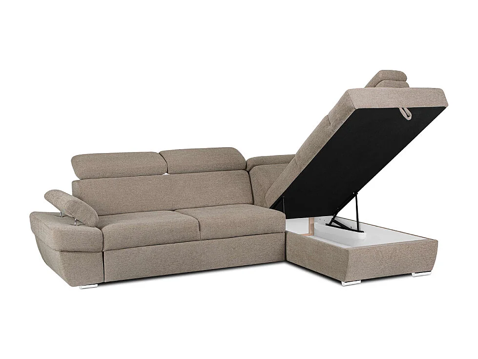 Ecksofa rechts mit Schlaffunktion - RATLO - Kaffeebraun