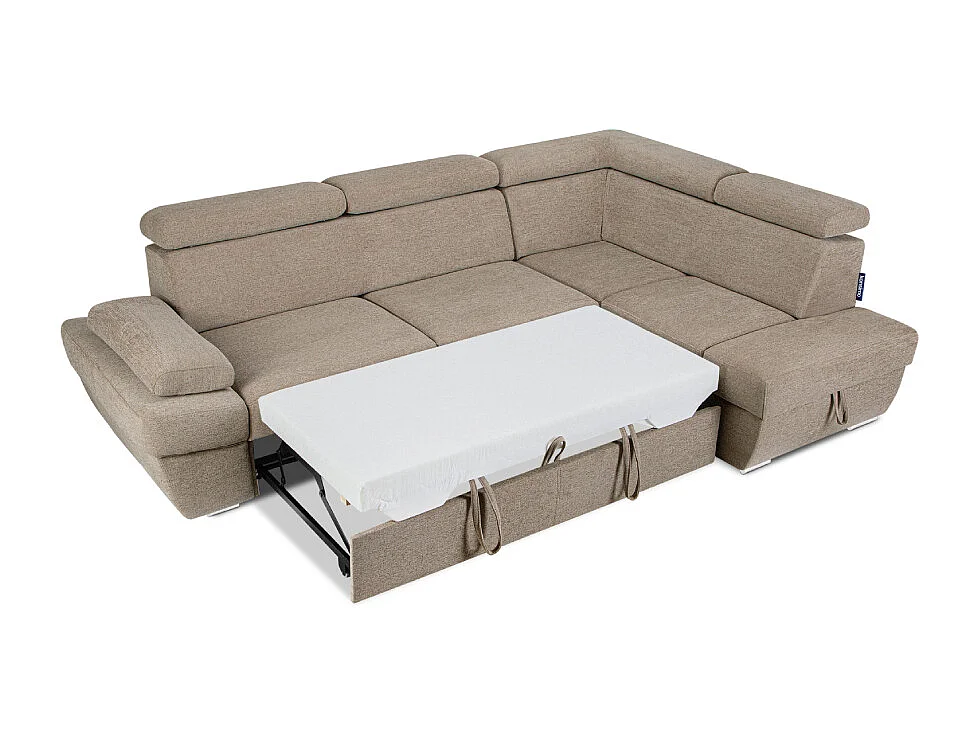 Ecksofa rechts mit Schlaffunktion - RATLO - Kaffeebraun