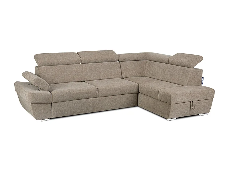 Ecksofa rechts mit Schlaffunktion - RATLO - Kaffeebraun