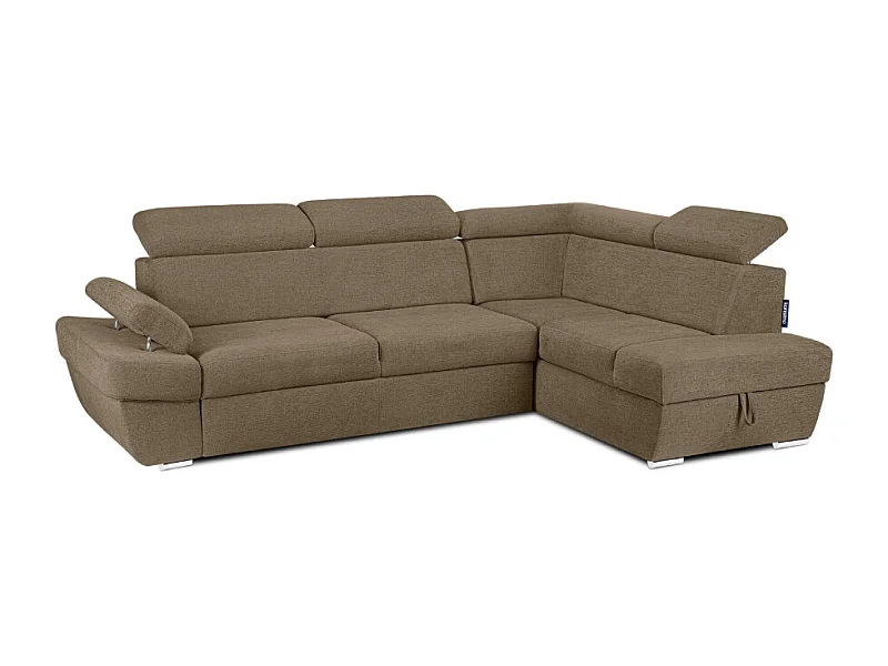 Canapé d'angle droit avec fonction de couchage - convertible - RATLO - Marron clair