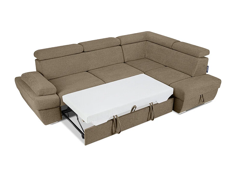 Ecksofa rechts mit Schlaffunktion  - RATLO - Hellbraun
