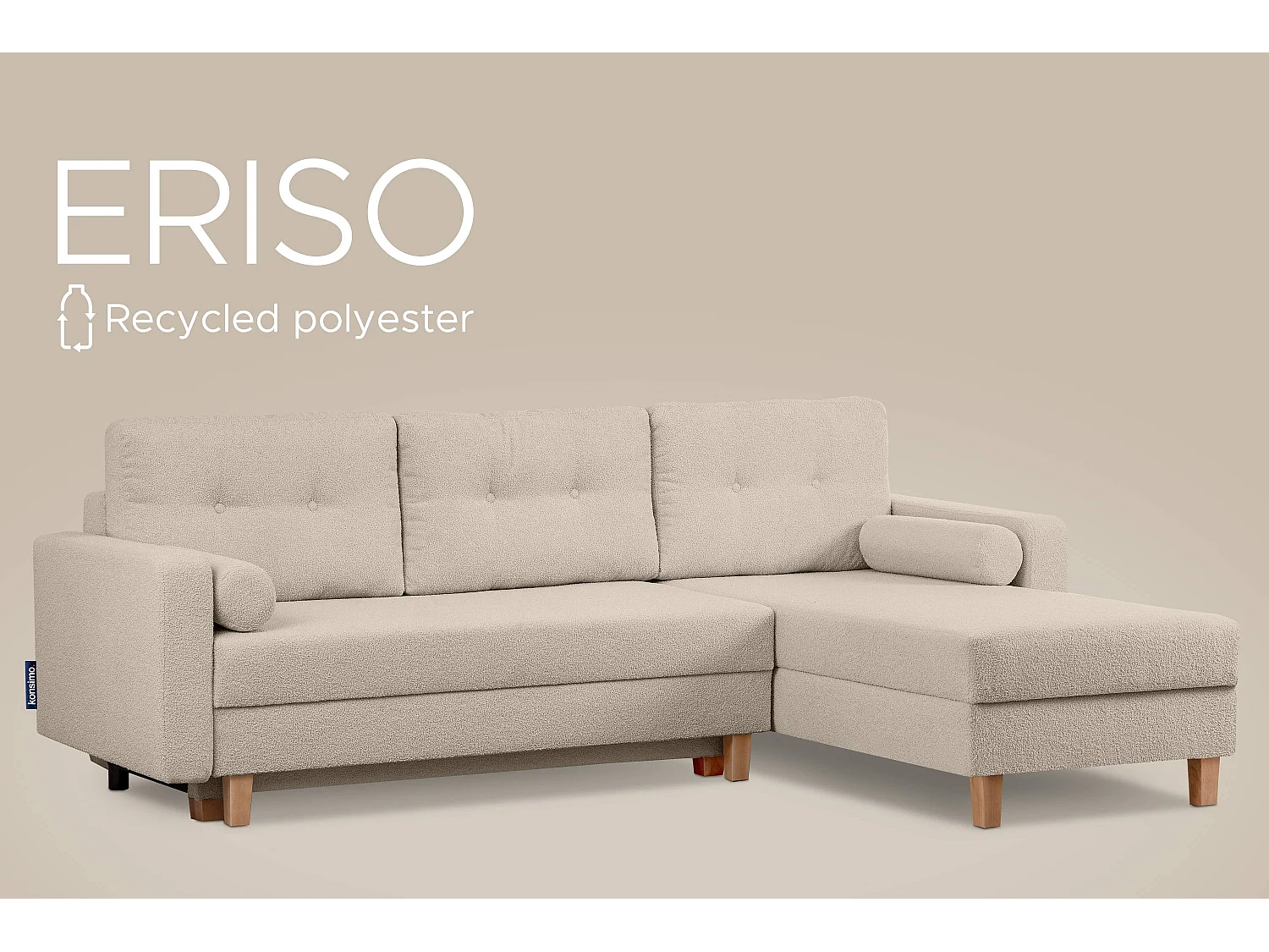 Universelles umwandelbares Ecksofa mit Ottomane ERISO - 3-Sitzer - Cremeweiß