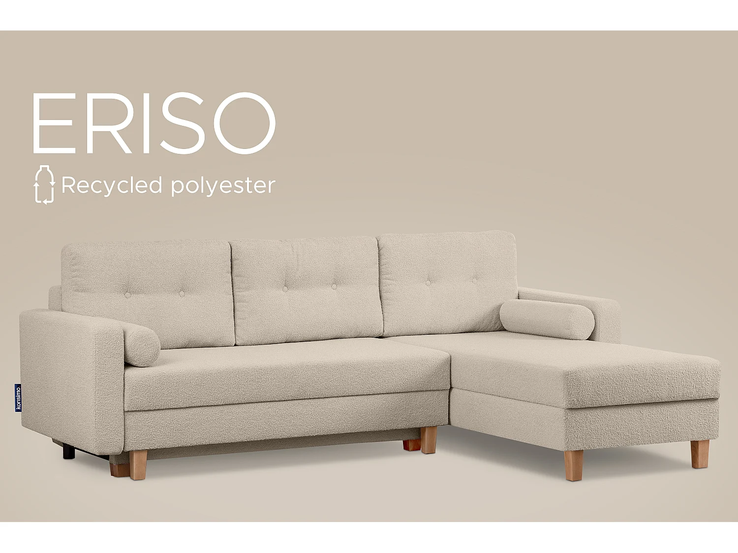 Universelles umwandelbares Ecksofa mit Ottomane ERISO - 3-Sitzer - Cremeweiß