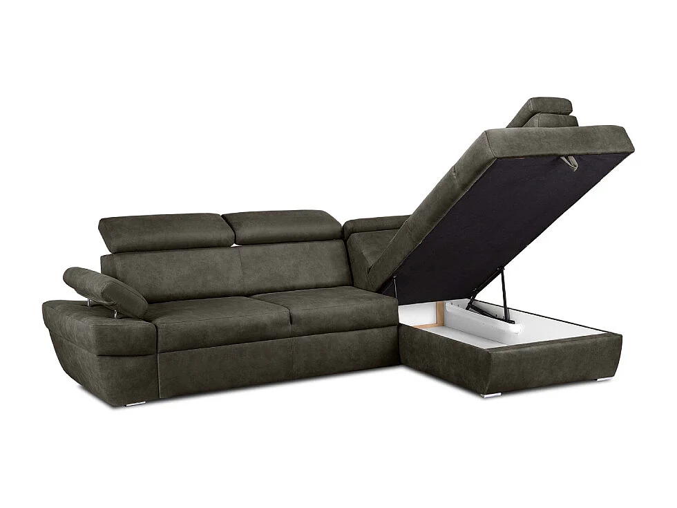 Canapé d'angle droit avec fonction de couchage - convertible - RATLO - Anthracite