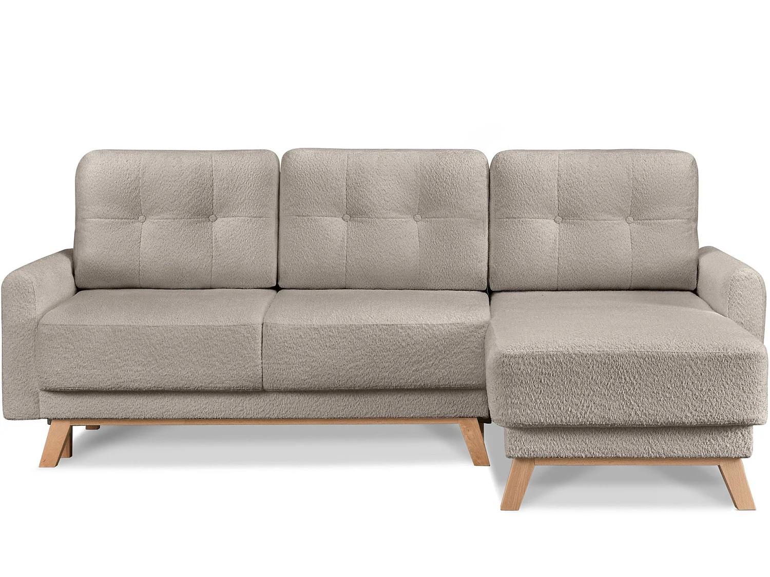 Ecksofa rechts mit ausziehbarer Schlaf- und Liegefläche - beige - VISNA