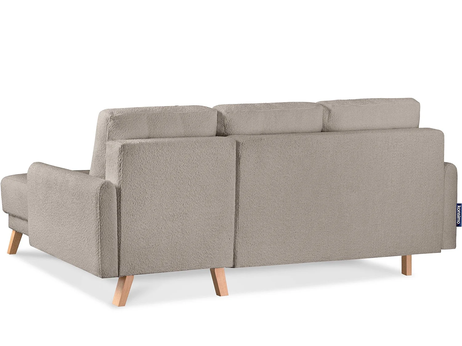 Ecksofa rechts mit ausziehbarer Schlaf- und Liegefläche - beige - VISNA