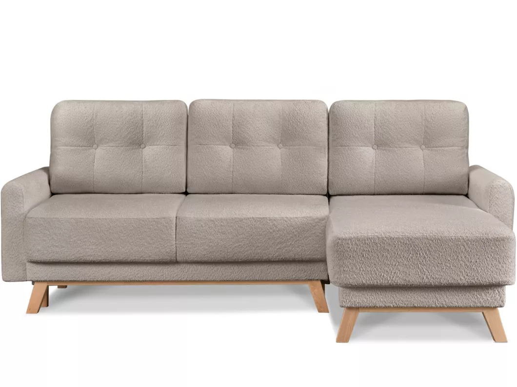 Kauf Unique Ecksofa rechts mit ausziehbarer Schlaf- und Liegefläche - beige - VISNA