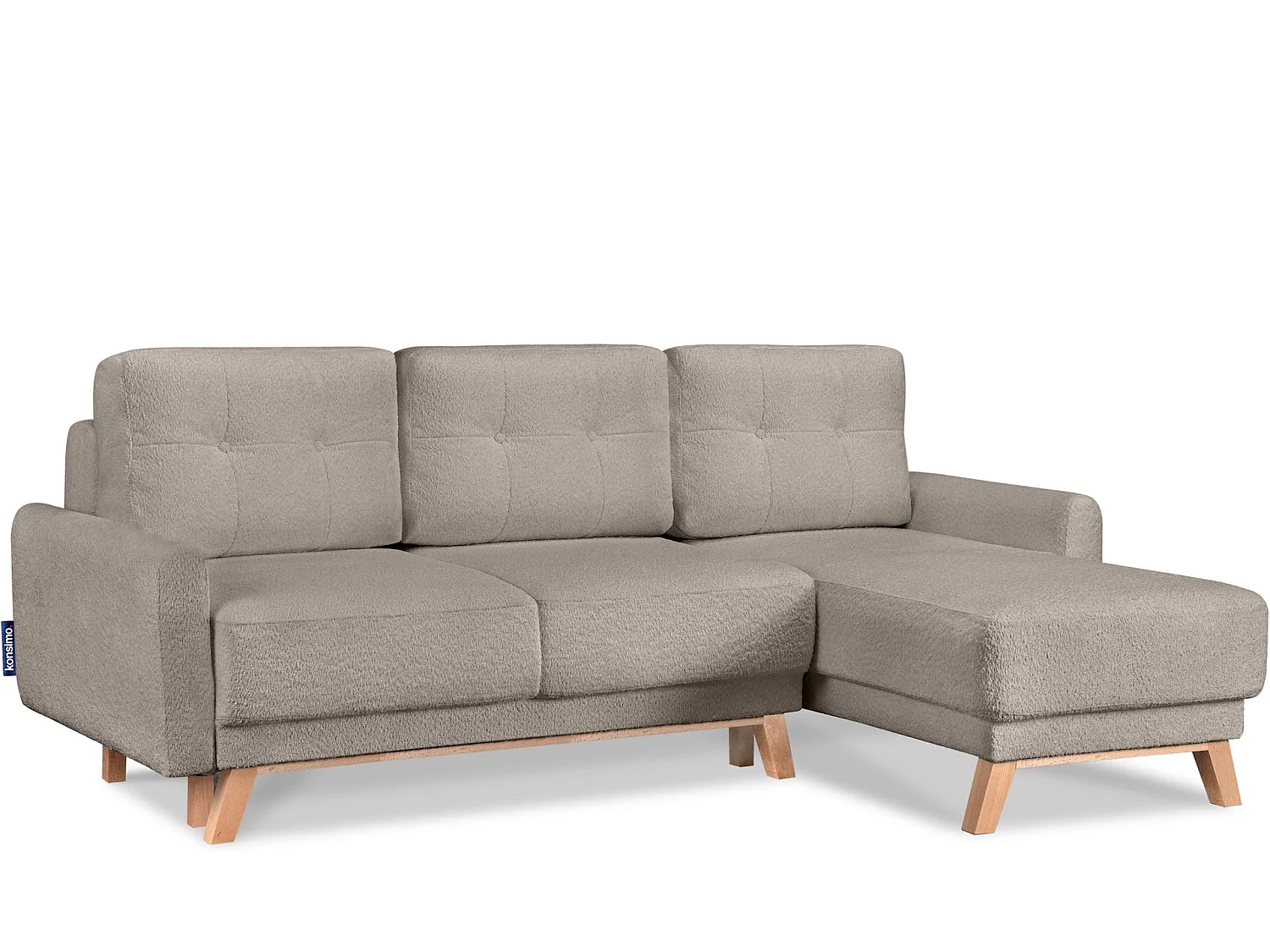 Ecksofa rechts mit ausziehbarer Schlaf- und Liegefläche - beige - VISNA