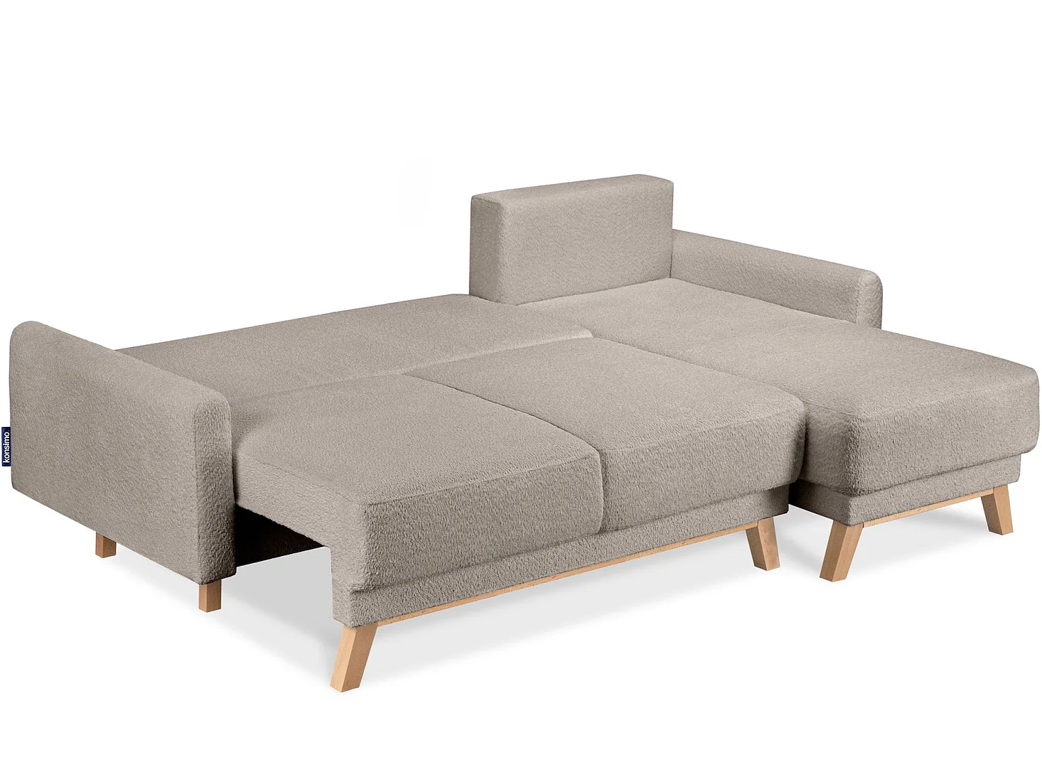 Ecksofa rechts mit ausziehbarer Schlaf- und Liegefläche - beige - VISNA