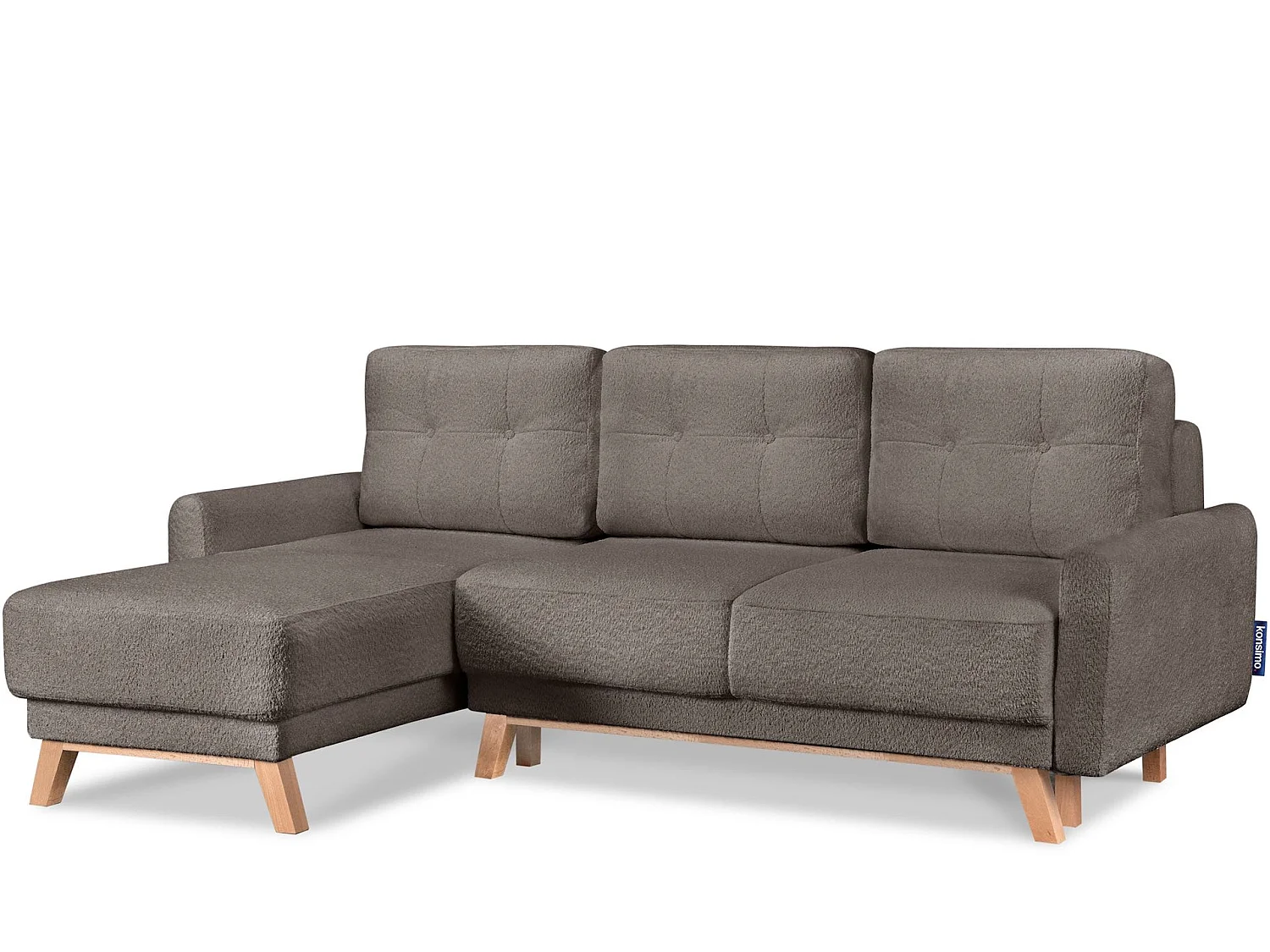 Ecksofa links mit ausziehbarer Schlaf- und Liegefläche - braun - VISNA