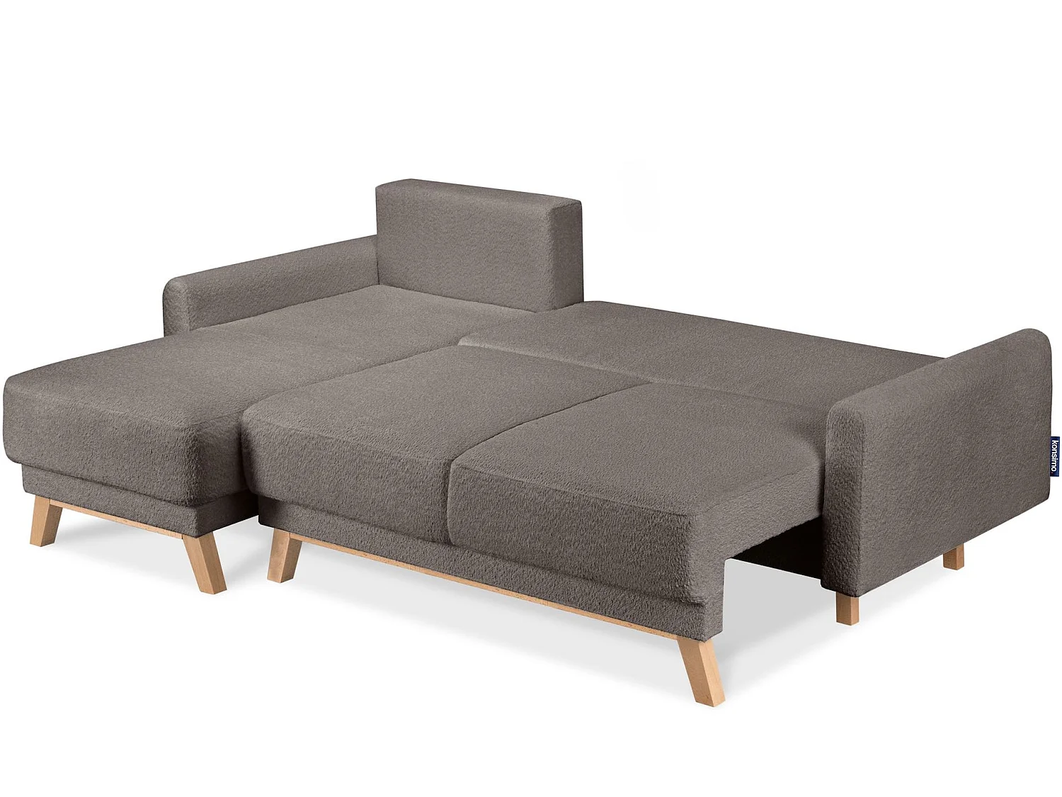 Ecksofa links mit ausziehbarer Schlaf- und Liegefläche - braun - VISNA