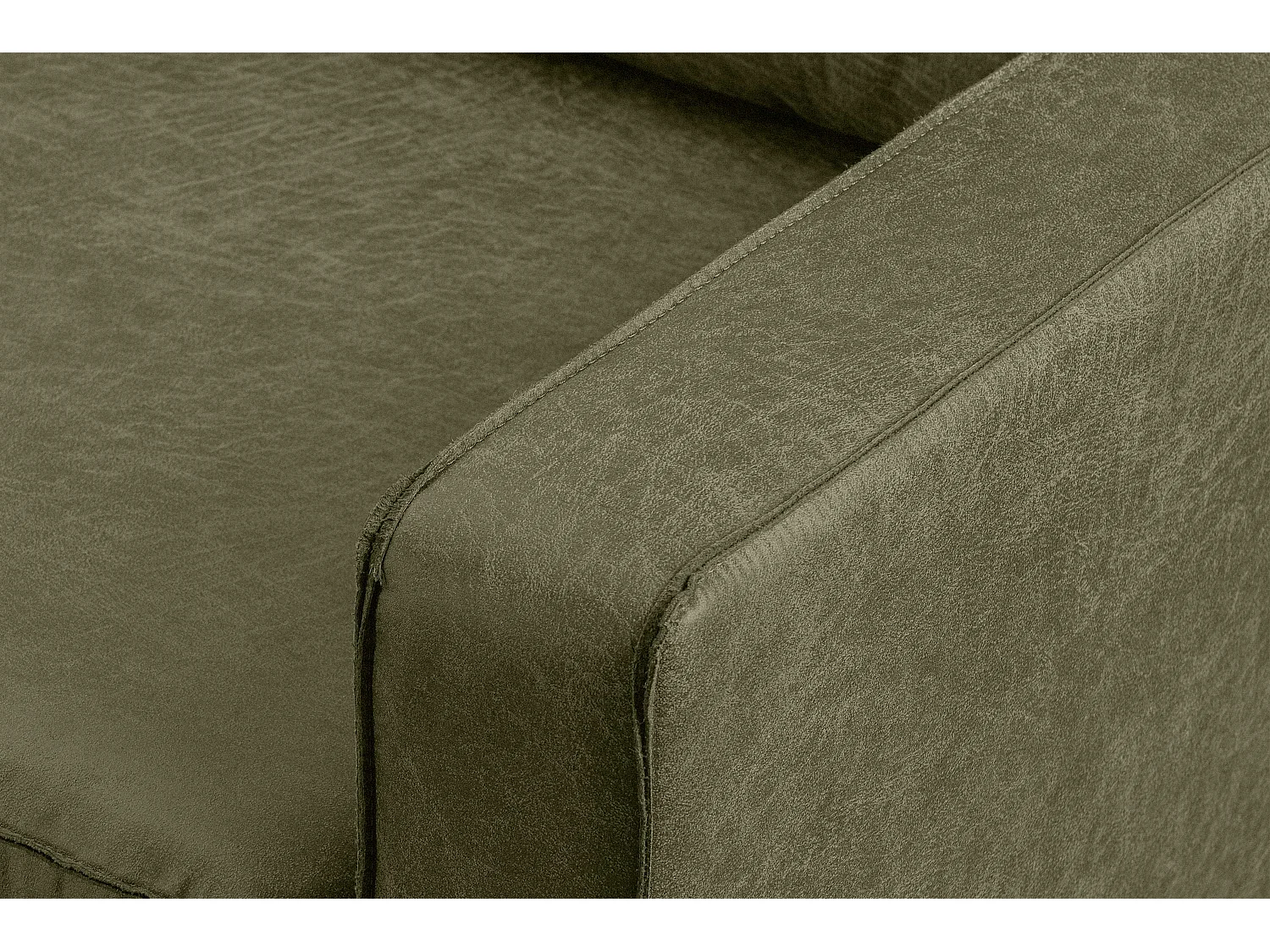 Loft Ecksofa links 4 Sitzer aus Leder und Mikrofaser - grün - INVIA