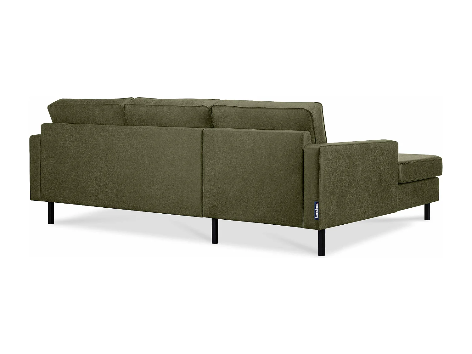Loft Ecksofa links 4 Sitzer aus Leder und Mikrofaser - grün - INVIA