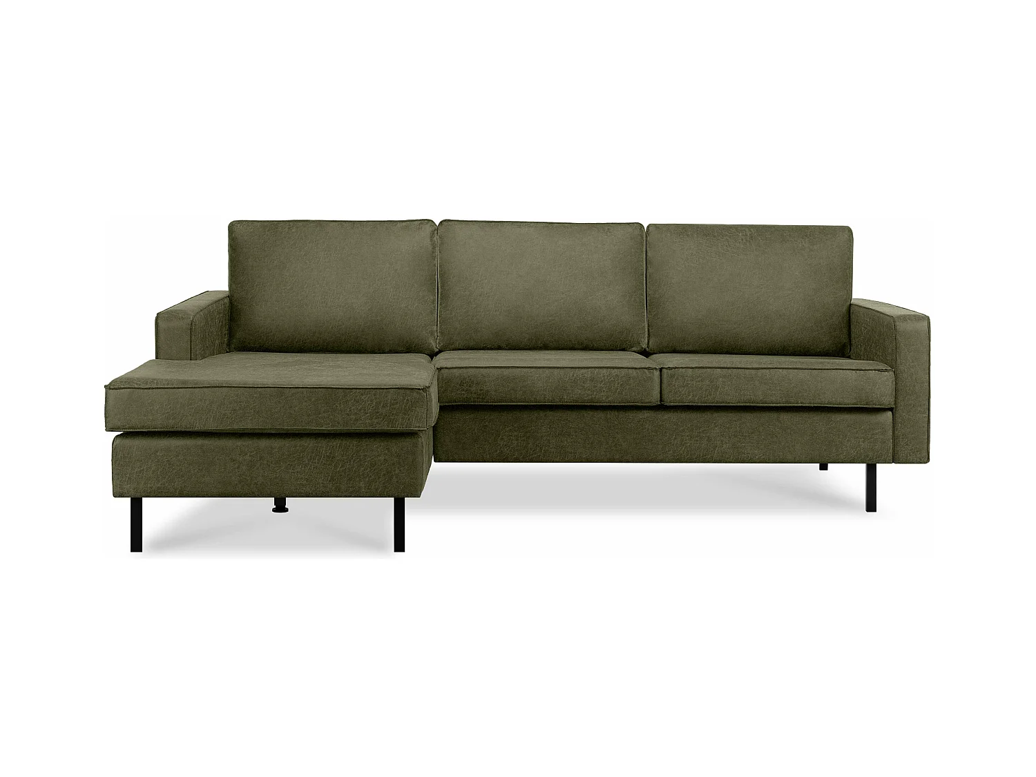Loft Canapé d'angle gauche 4 places en cuir et microfibre - vert - INVIA