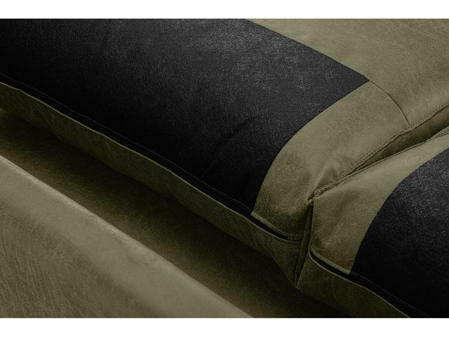 Loft Ecksofa links 4 Sitzer aus Leder und Mikrofaser - grün - INVIA