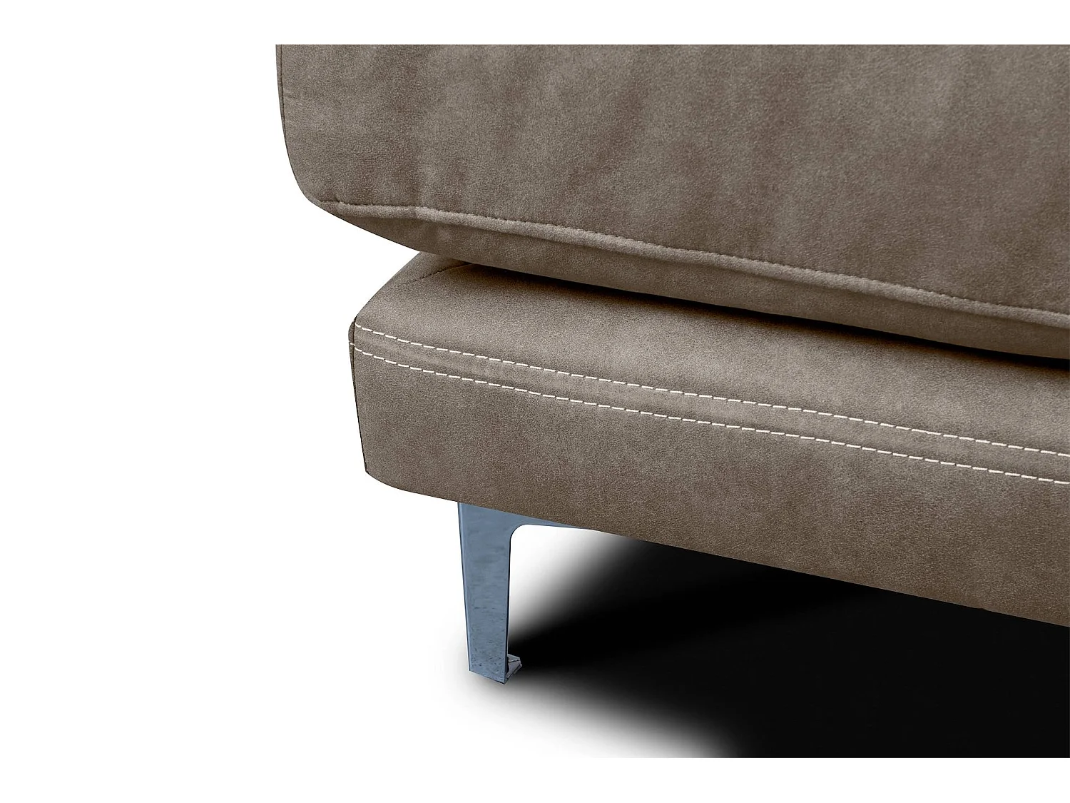 Canapé d'angle moderne et confortable sur pieds métalliques - 3/4 places - marron - HOLCO