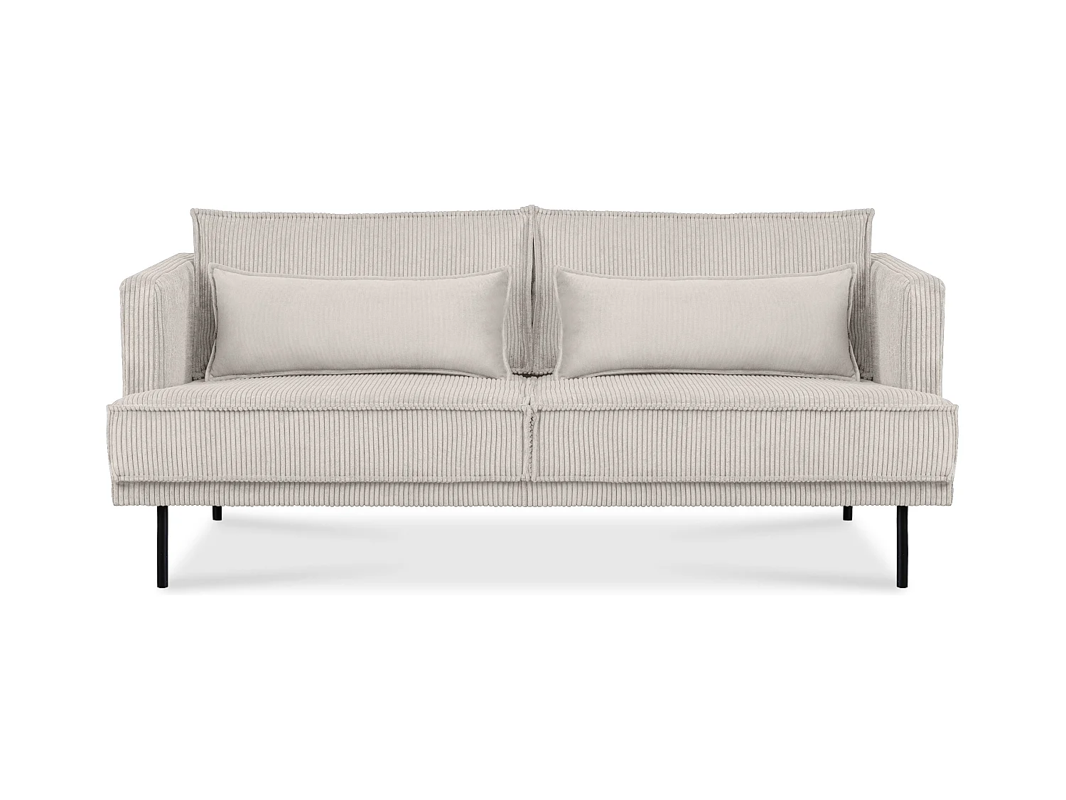Canapé loft - pieds métal - 2 coussins inclus - velours - crème - GANZO