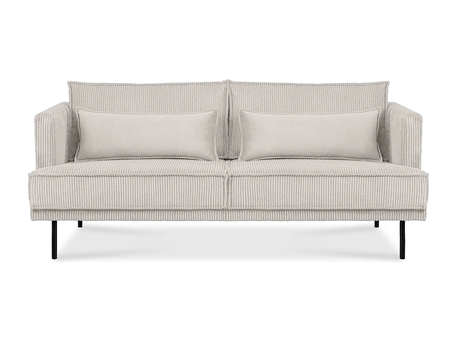 Loftsofa - Metallbeine - 2 Kissen inklusive - Velours - cremefarben - GANZO