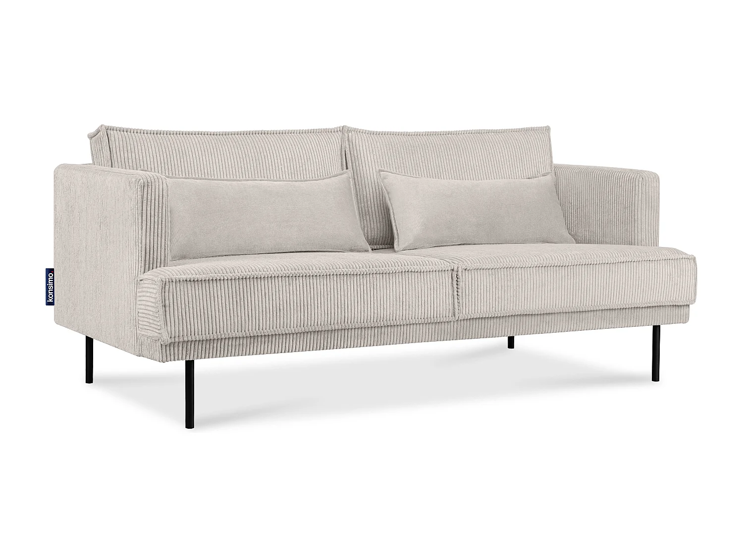Loftsofa - Metallbeine - 2 Kissen inklusive - Velours - cremefarben - GANZO