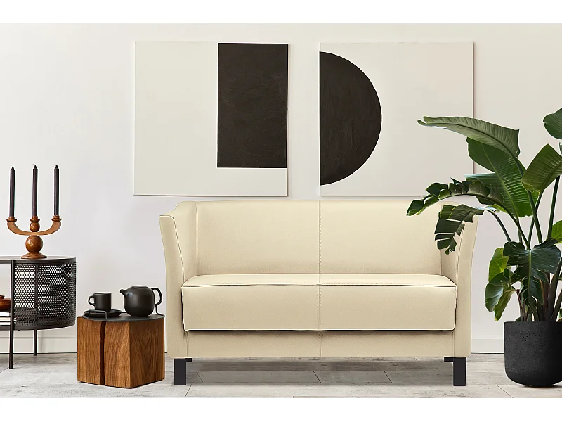 Modernes Sofa 2 Sitzer - aus Kunstleder - cremig - ESPECTO