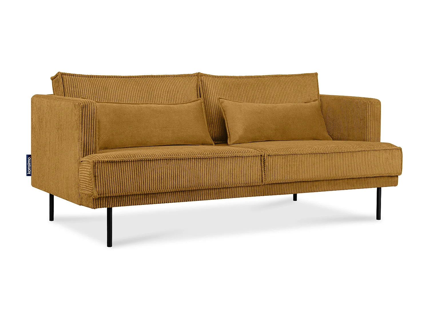 Loftsofa - Metallbeine - 2 Kissen inklusive - Velours - gelb - GANZO
