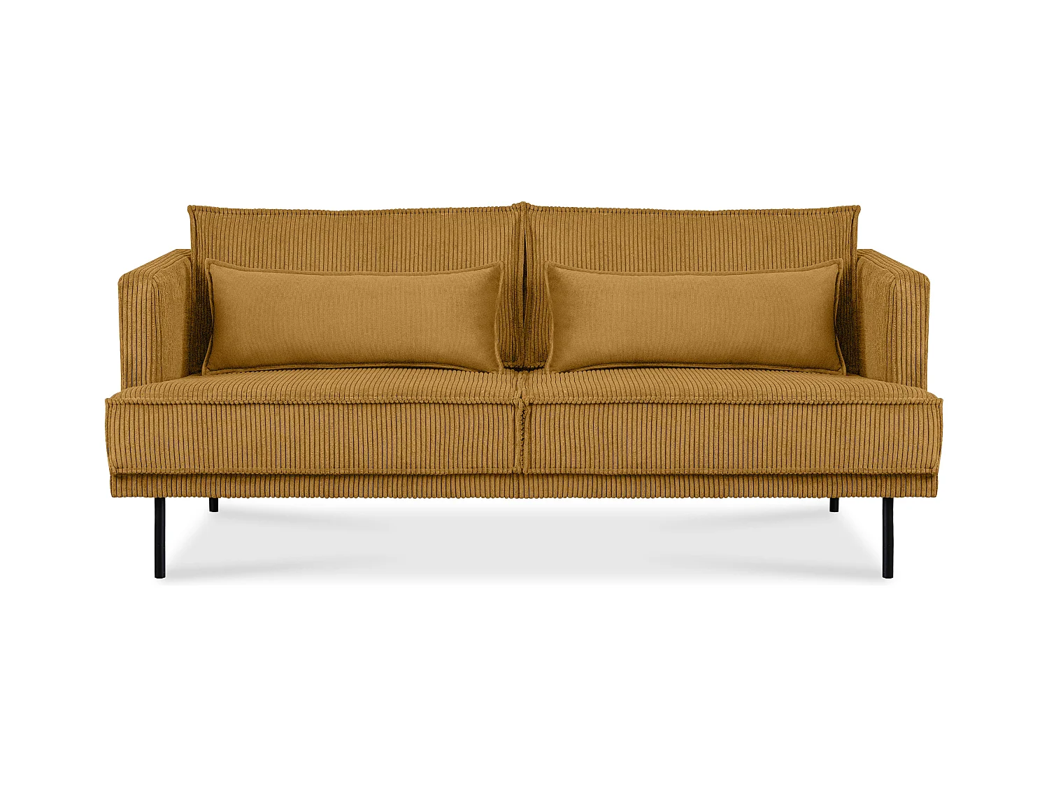 Canapé loft - pieds métal - 2 coussins inclus - velours - jaune - GANZO